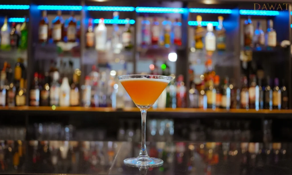 Cocktail on the bar at Dawat Bar and Kitchen, Queensbury